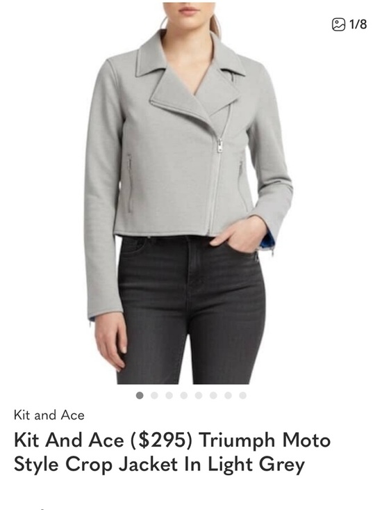 Kit and Ace Jackets & Blazers - KIT AND ACE triumph Moto style, Crop Jacket, Heather Grey 6 cashmere blend